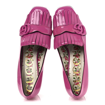 Gucci Vernice GG Marmont Fringe 50mm Loafer Pumps 39 Rododendro 2 of 13