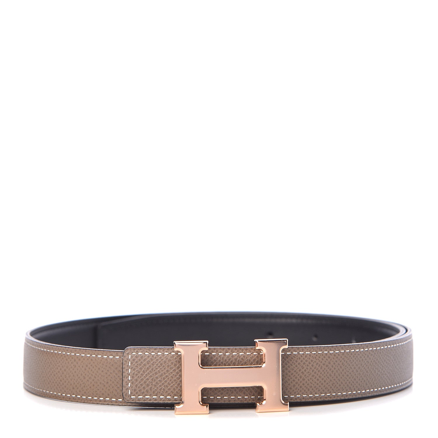 Hermes Swift Epsom 22mm H Belt 80 Black Etoupe 1 of 8