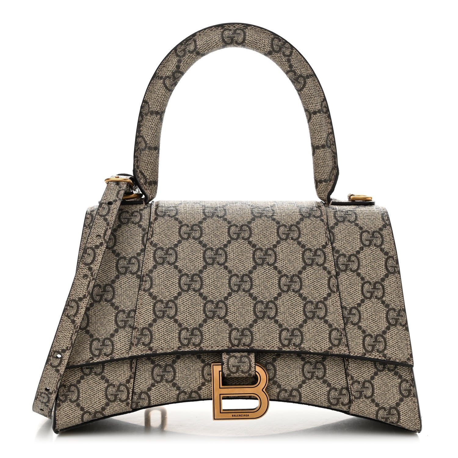 Balenciaga X GUCCI GG Supreme Monogram Small Hourglass Top Handle Bag Beige Ebony 1 of 9
