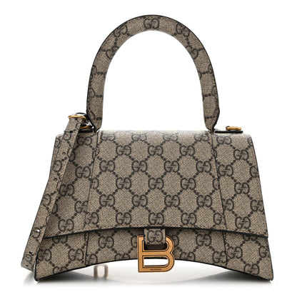 Balenciaga X GUCCI GG Supreme Monogram Small Hourglass Top Handle Bag Beige Ebony 1 of 9