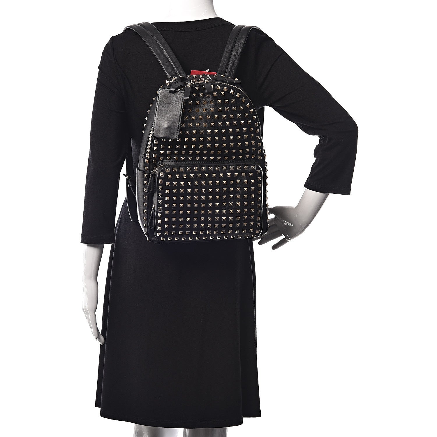 Valentino Garavani Calfskin Medium Rockstud All Over Backpack Black 2 of 9