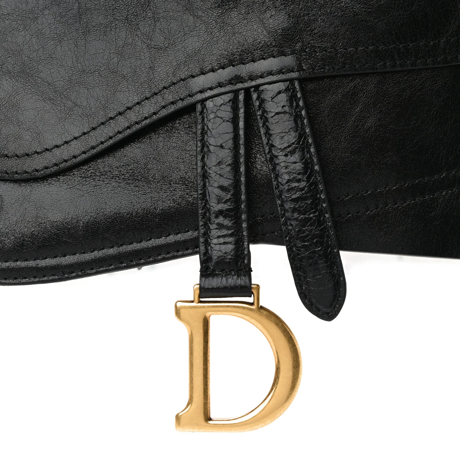 Christian Dior Crinkled Lambskin 135mm Saddle Belt Black 7 of 11