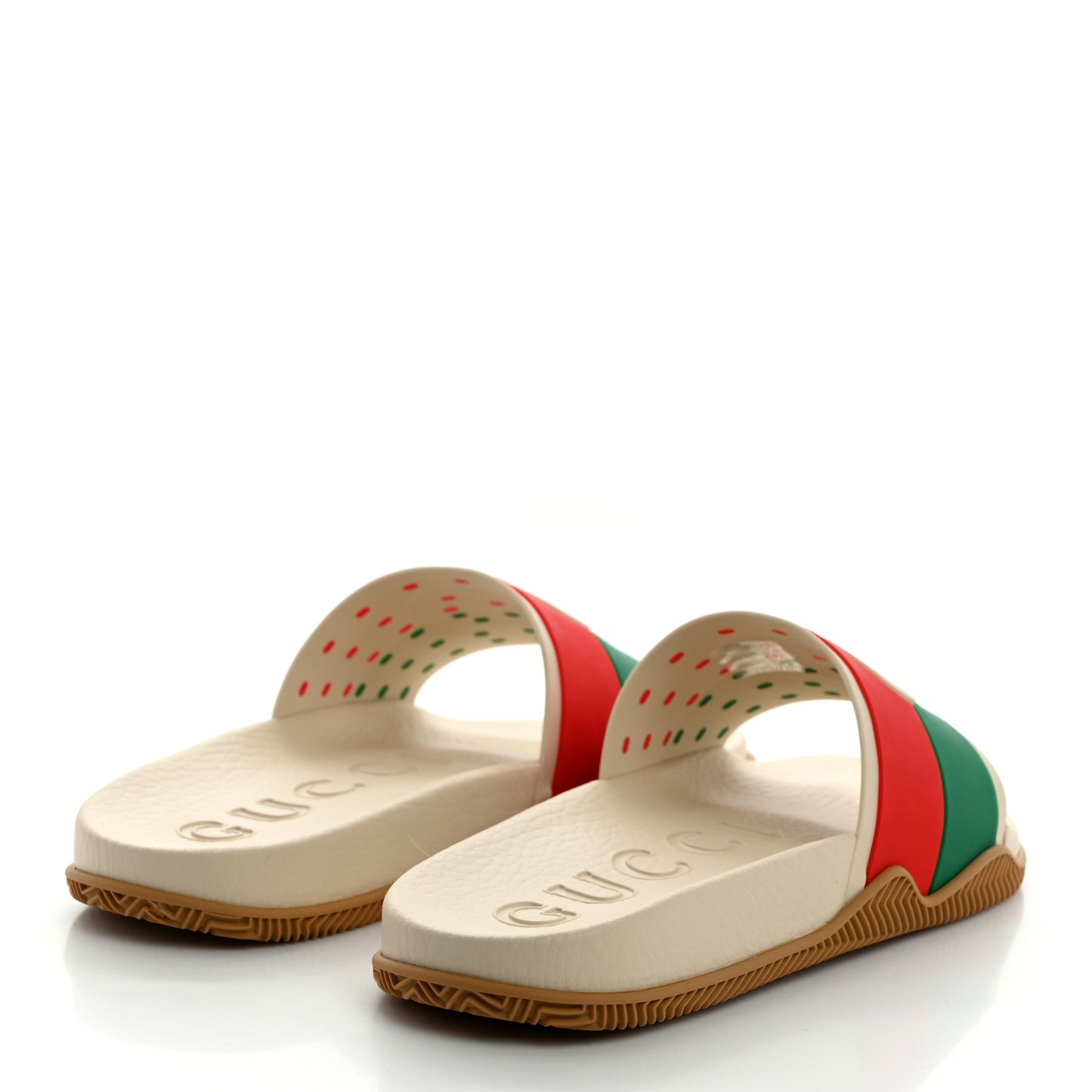 Rubber Web Womens Interlocking G Slide Sandals 37 Mystic White Green Red