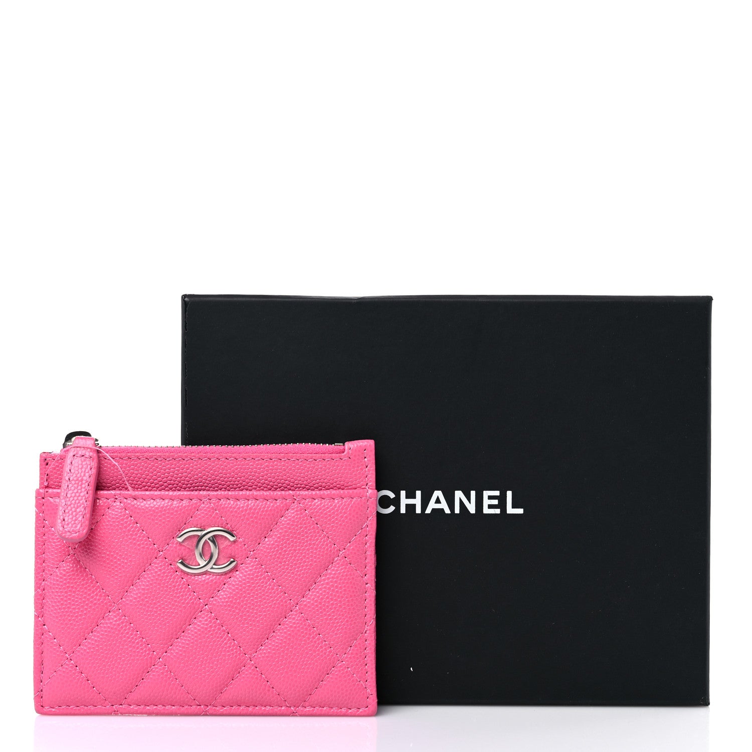 Chanel Caviar Quilted CC Zip Card Holder Dark Pink 11 of 11
