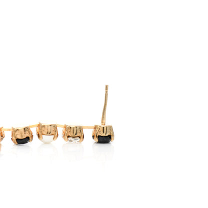 Chanel Resin Crystal Pearl CC Long Drop Earrings Gold Black 5 of 6