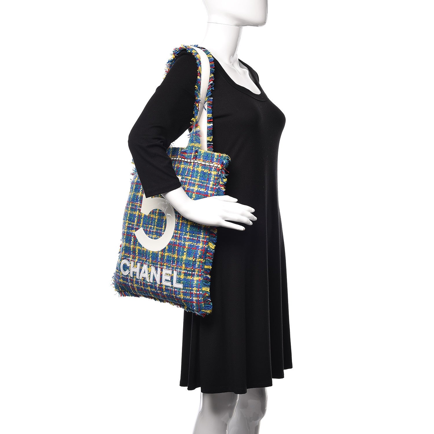 Chanel Tweed N°5 Tote White Multicolor 3 of 10