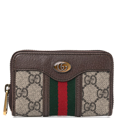 Gucci GG Supreme Web Ophidia Zip Around Card Case Brown 1 of 8