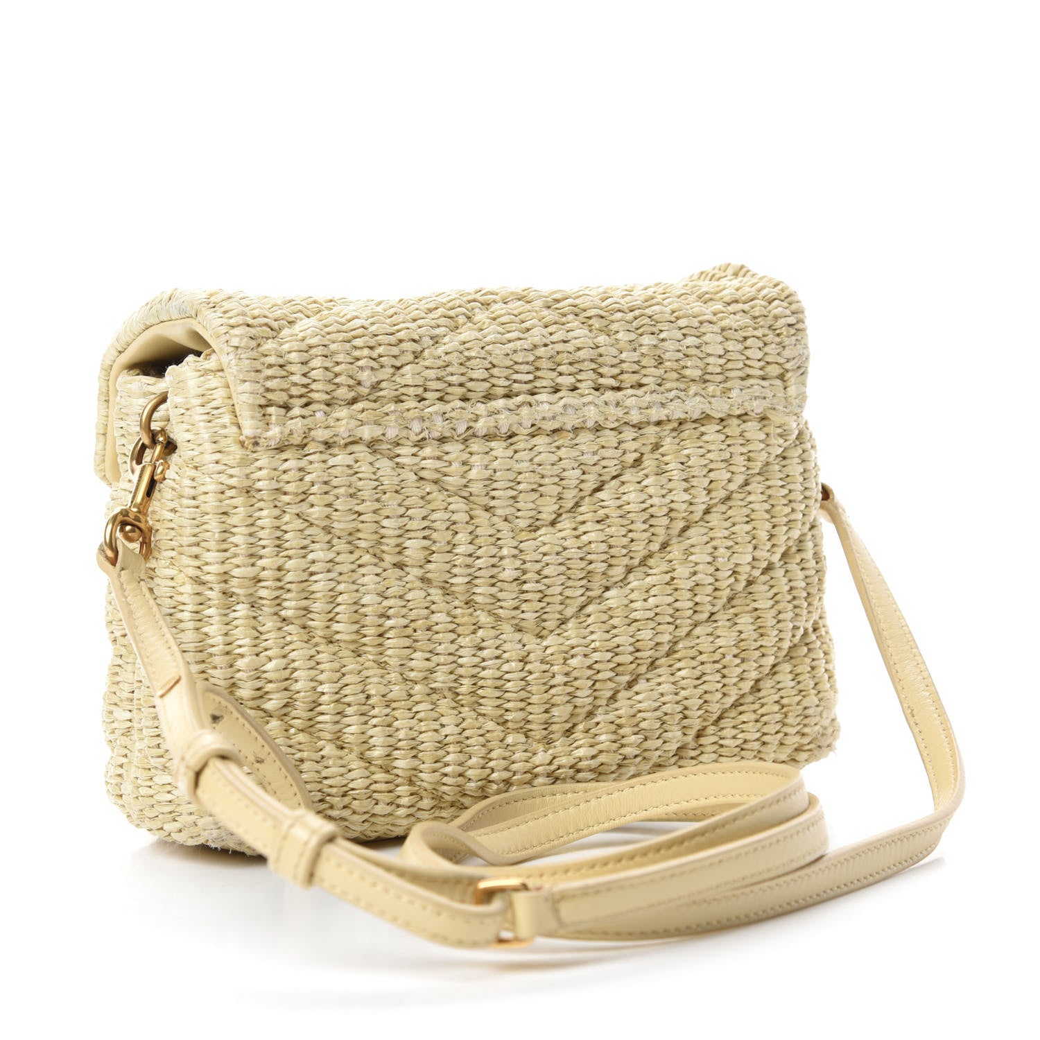 Saint Laurent Raffia Monogram Toy Loulou Chain Satchel Naturale 3 of 13