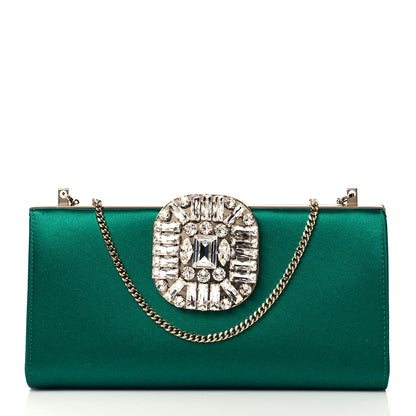 Jimmy Choo Satin Crystal Leonis Clutch Green 1 of 10