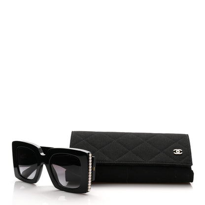 Chanel Acetate Pearl Rectangle Sunglasses 5480-H Black 8 of 8
