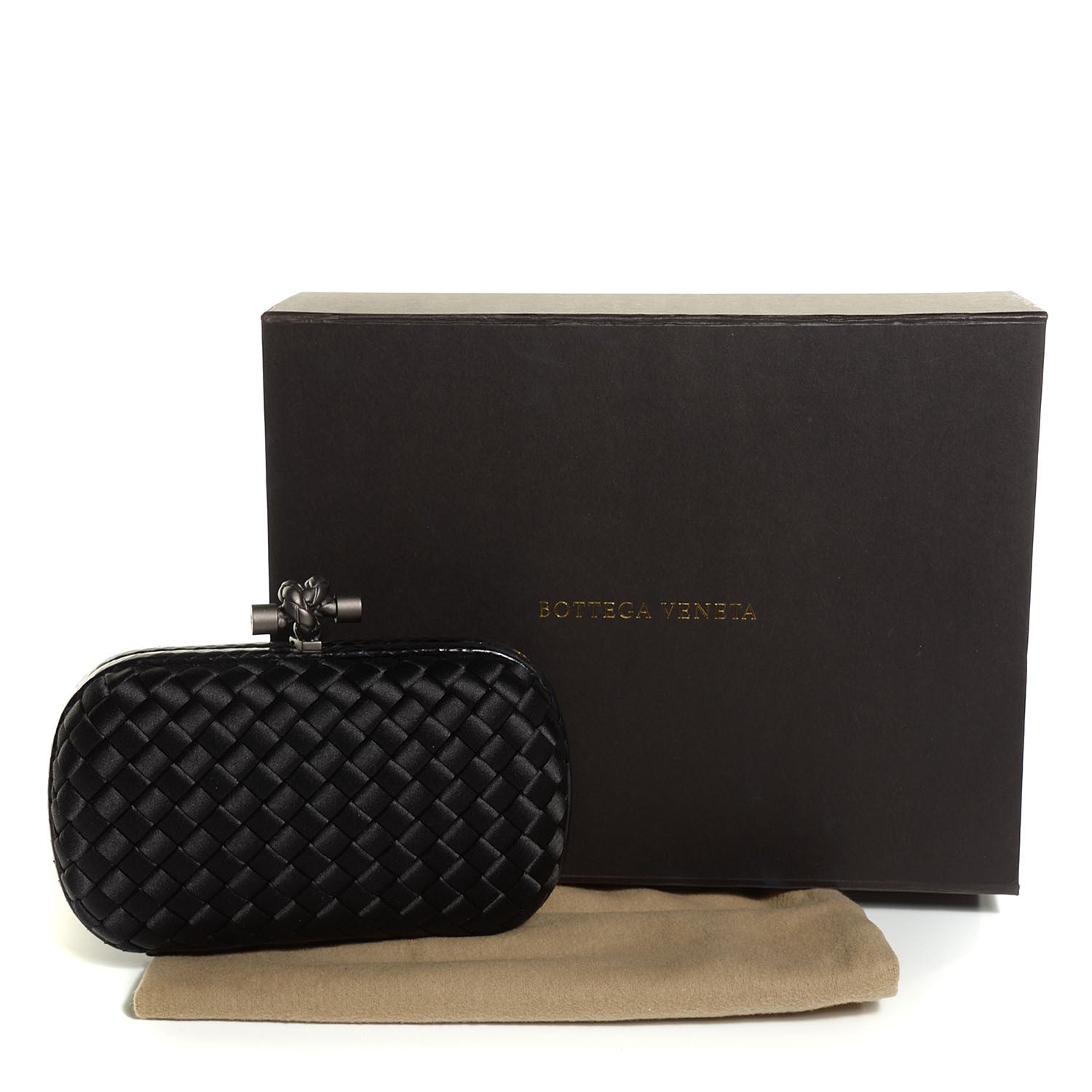 Bottega Veneta Satin Intreccio Impero Ayers Knot Clutch Black 4 of 8