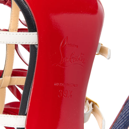 Christian Louboutin Patent Shiny Nappa Denim Girlistrappy 100 Sandals 39.5 Multicolor 6 of 9