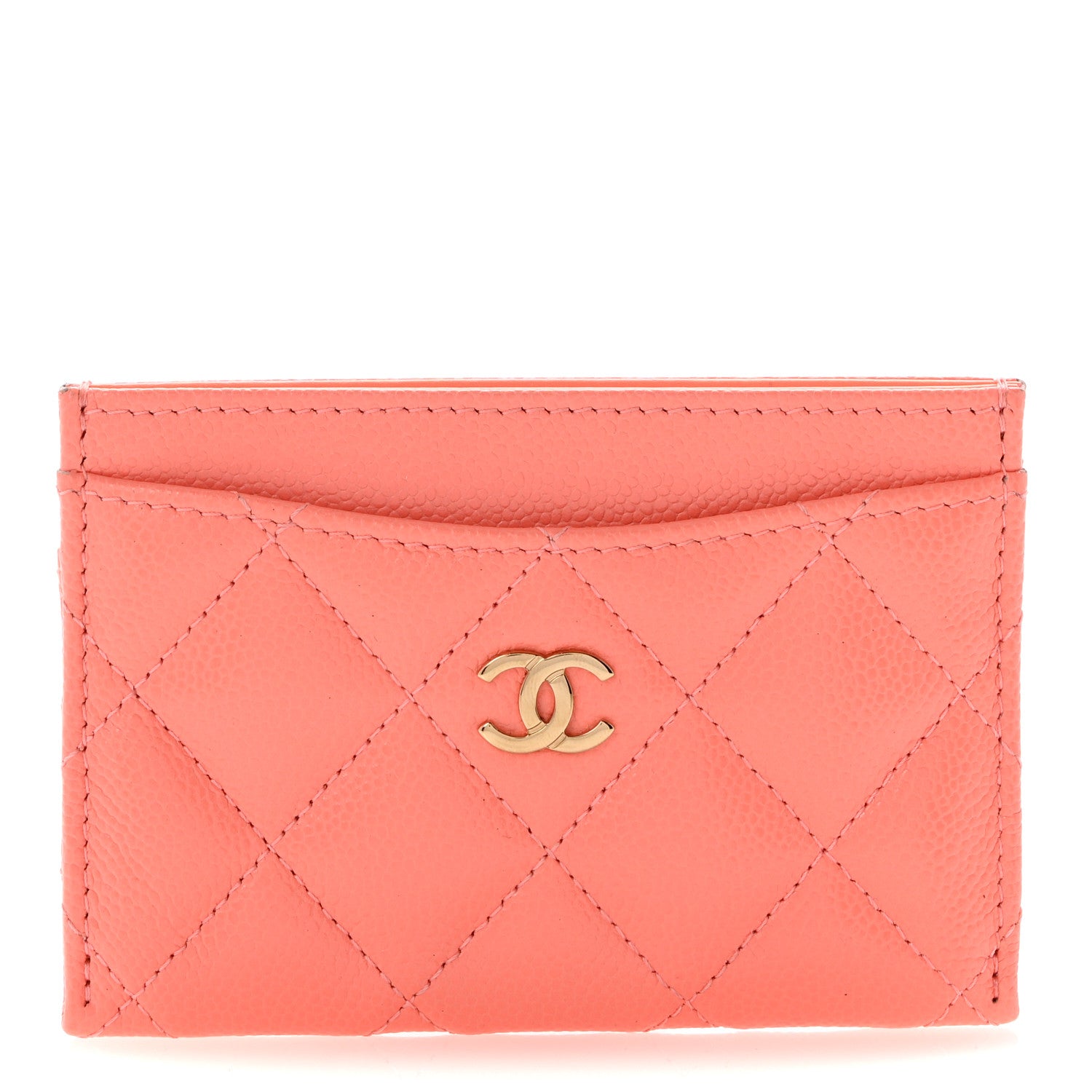Chanel Caviar Quilted Card Holder Light Orange 1 of 10