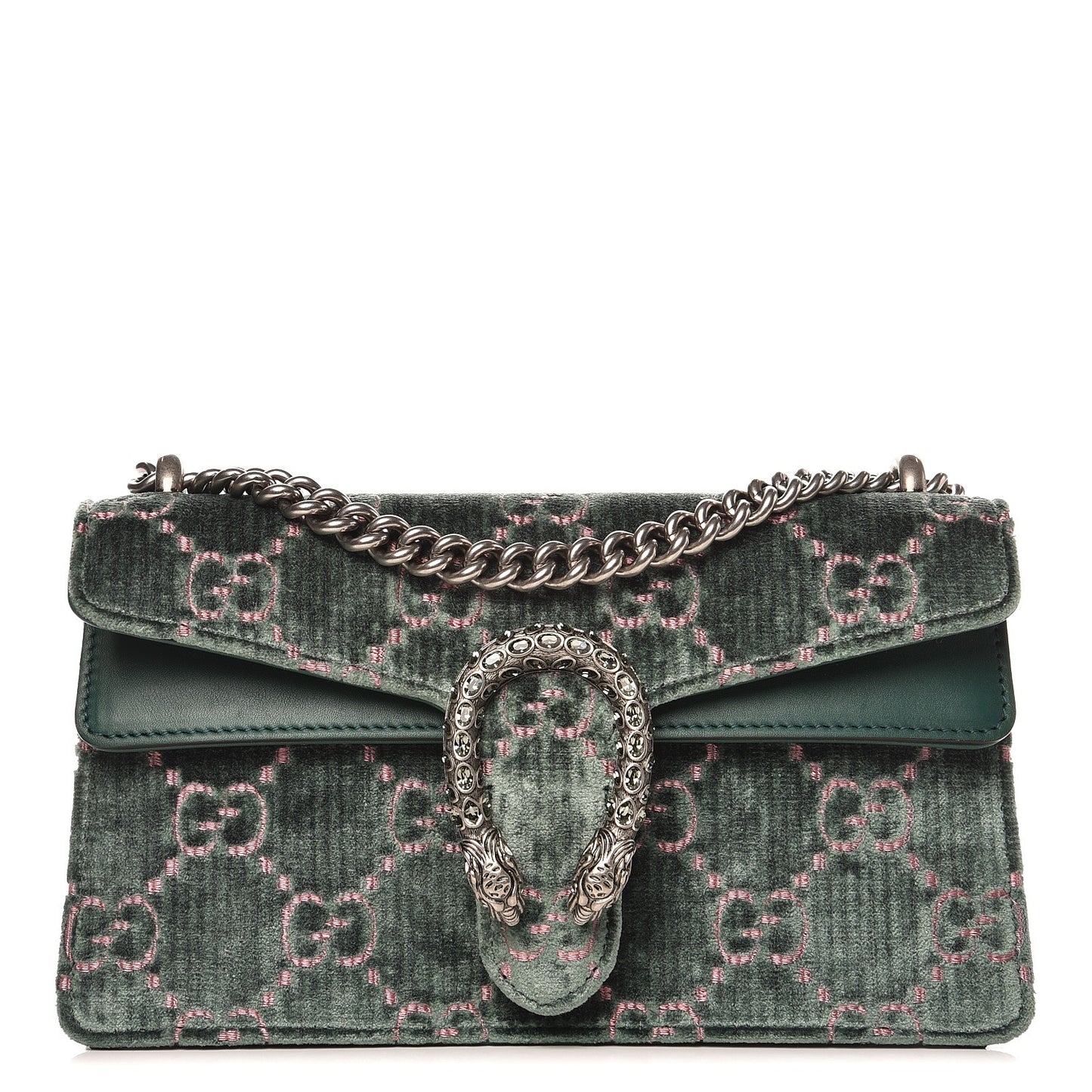 Velvet Moon Calfskin Crystal GG Monogram Small Dionysus Shoulder Bag Avio Dusty Pink Black Diamond