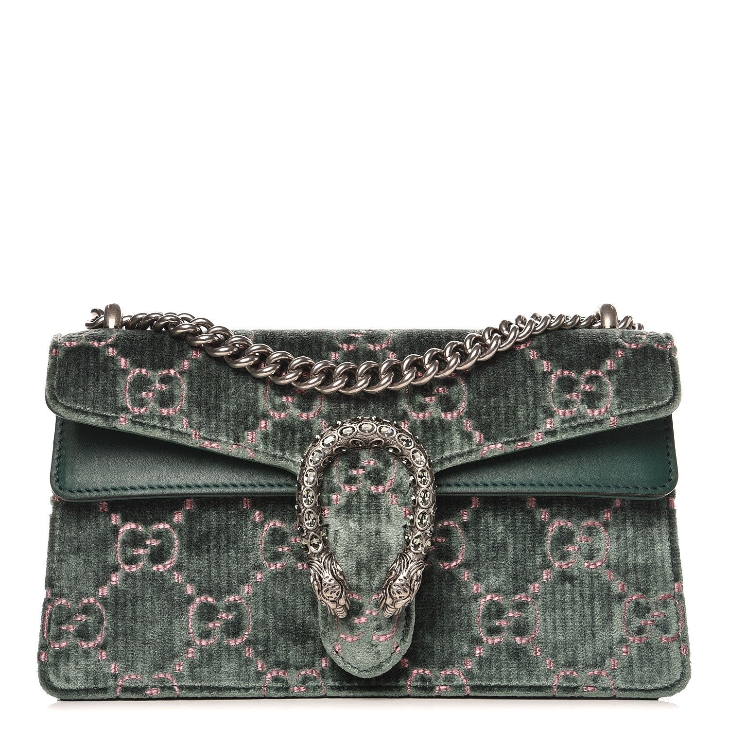 Gucci Velvet Moon Calfskin Crystal GG Monogram Small Dionysus Shoulder Bag Avio Dusty Pink Black Diamond 1 of 9