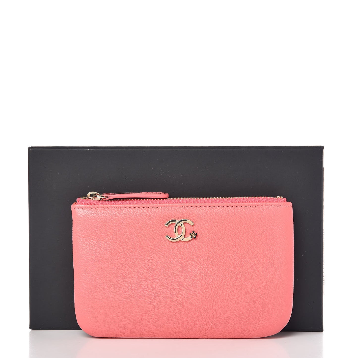 Goatskin Small CC Clover Cosmetic Case Pink