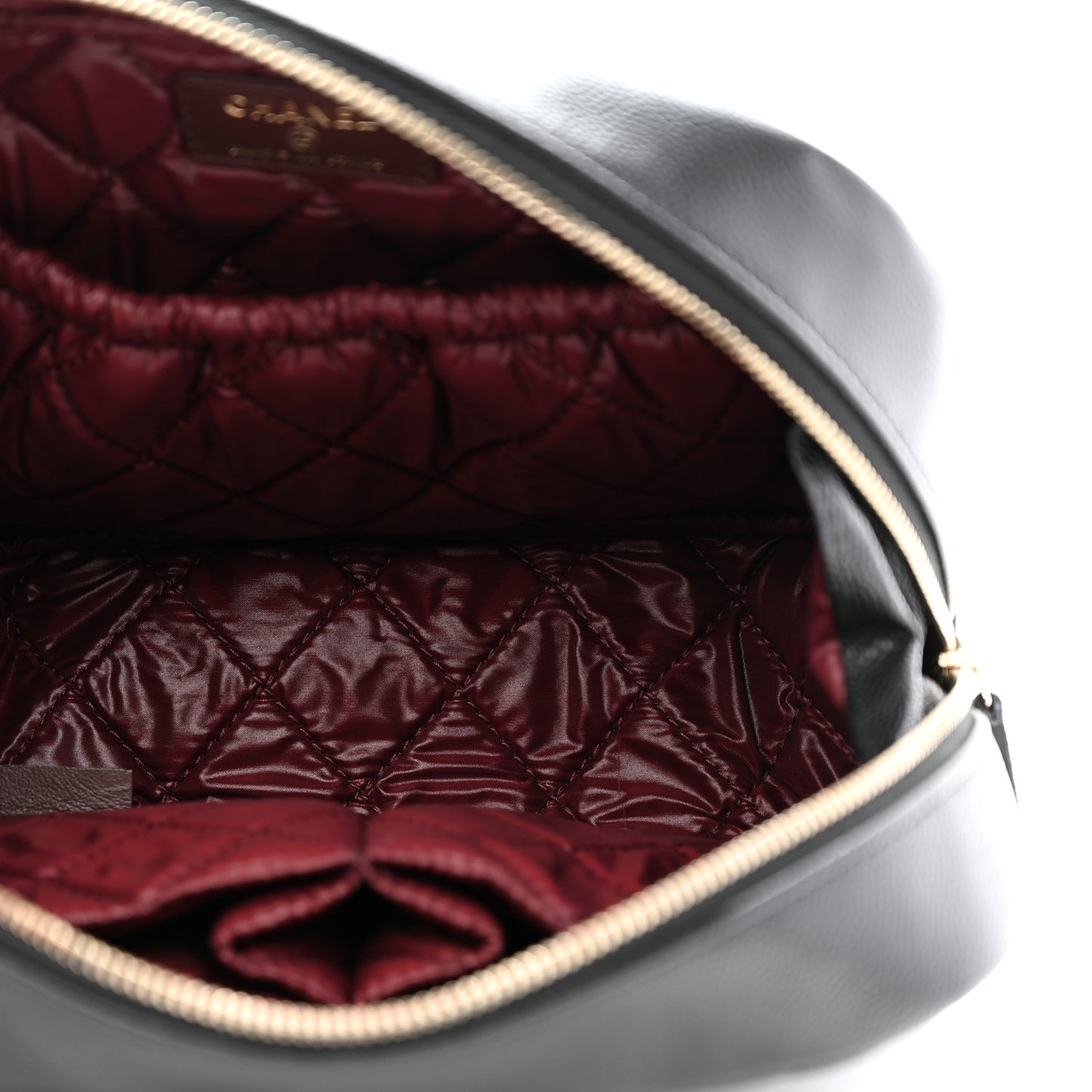 Caviar Quilted Medium Curvy Pouch Cosmetic Case Black