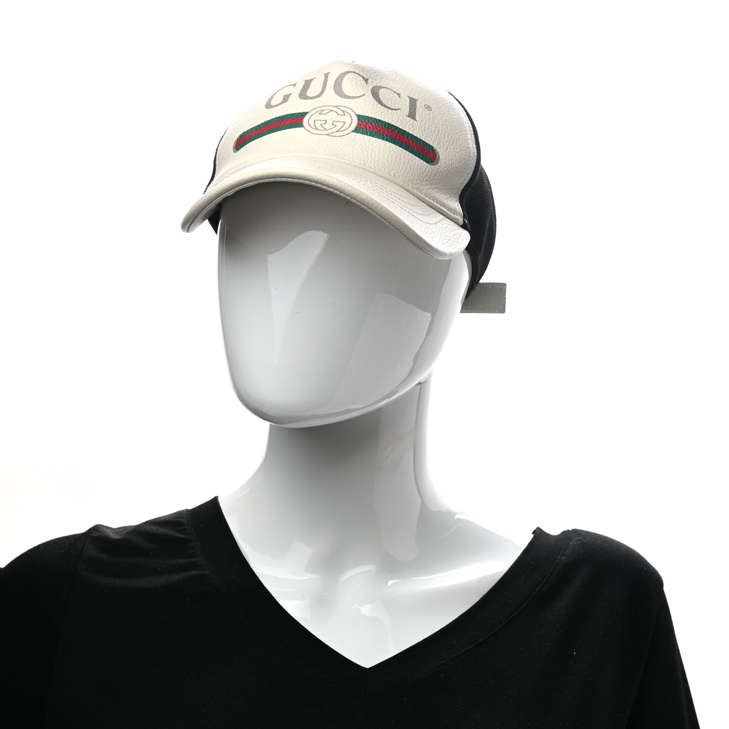 Gucci Grained Calfskin Logo Baseball Hat M 58 White 2 of 11