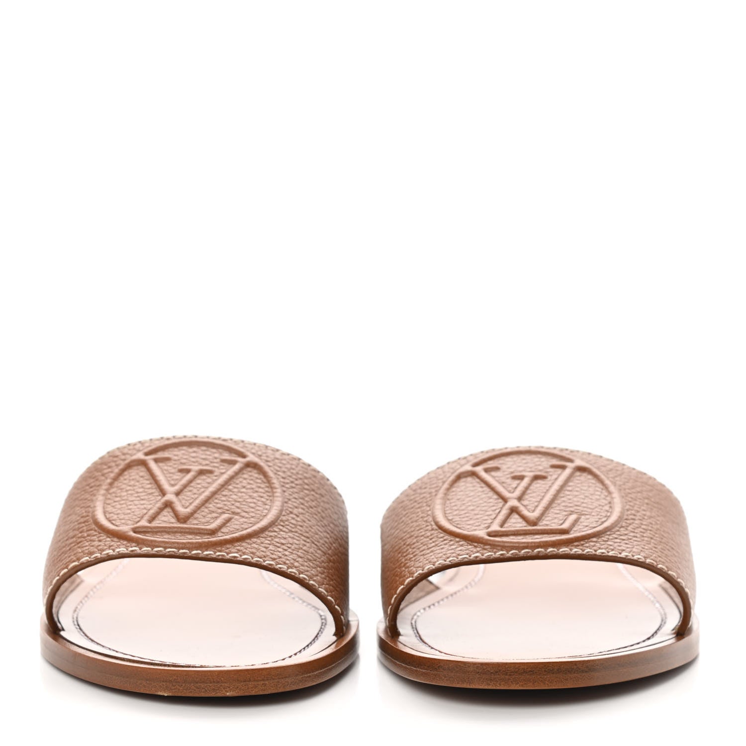 Louis Vuitton Calfskin Lock It Flat Mule 37.5 Cognac 2 of 11