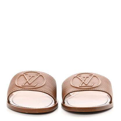 Louis Vuitton Calfskin Lock It Flat Mule 37.5 Cognac 2 of 11