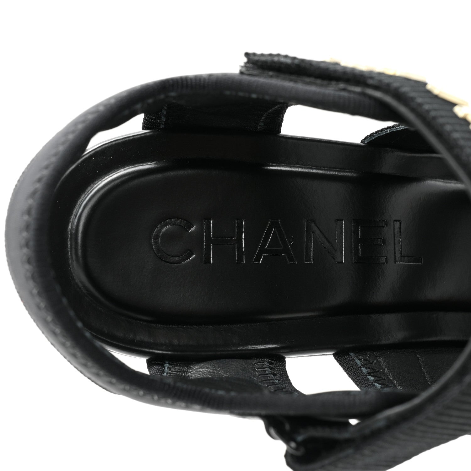 Chanel Fabric Metal CC Logo Sandals 36.5 Black 7 of 12