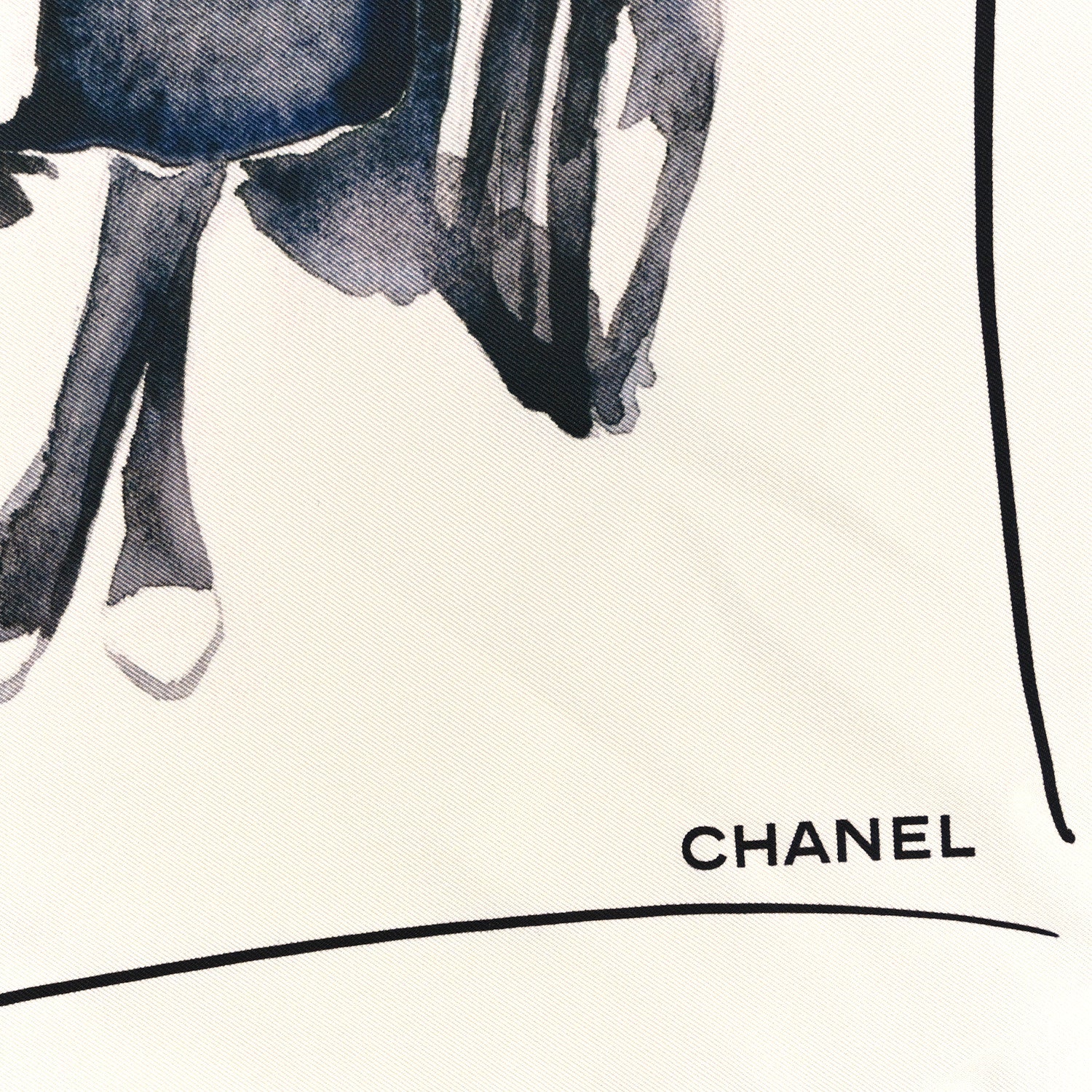 Chanel Silk Coco CC Square Scarf Black Ivory 2 of 3