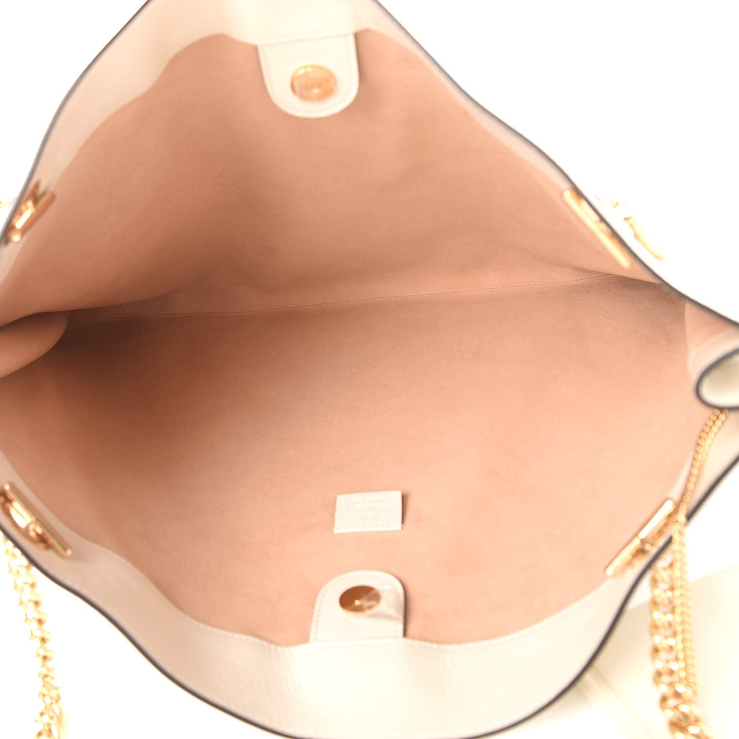 Suede Calfskin Large Rajah Chain Tote White