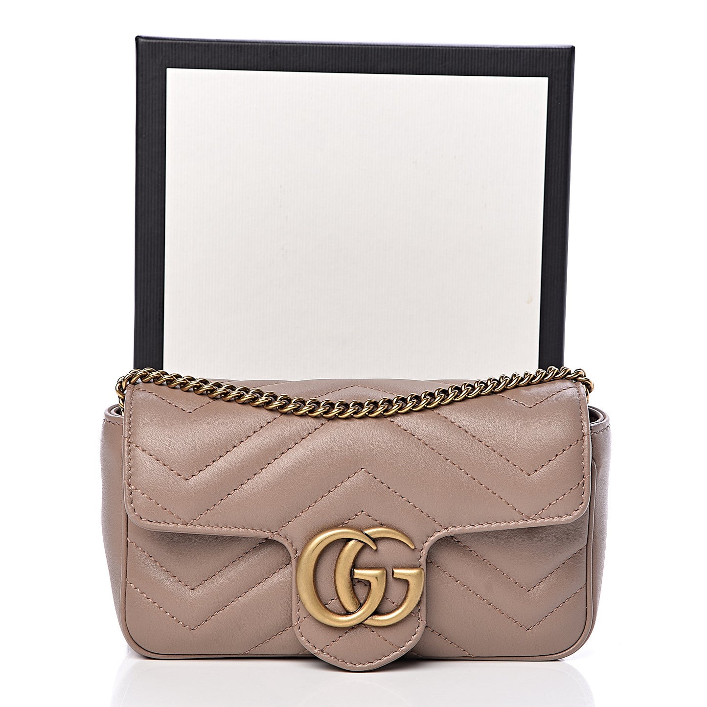 Calfskin Matelasse Super Mini GG Marmont Shoulder Bag Porcelain Rose