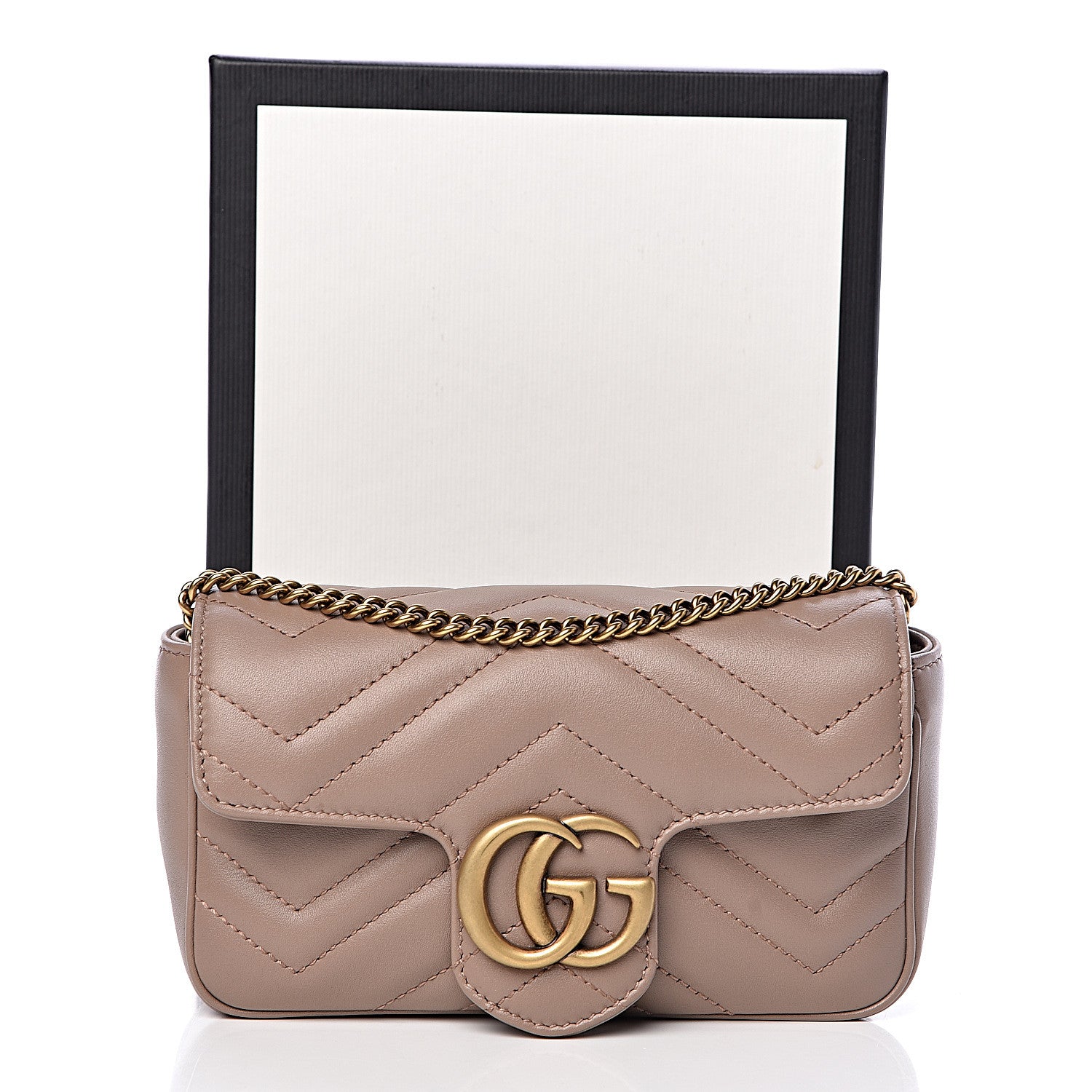 Gucci Calfskin Matelasse Super Mini GG Marmont Shoulder Bag Porcelain Rose 11 of 11
