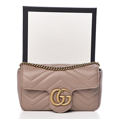 Gucci Calfskin Matelasse Super Mini GG Marmont Shoulder Bag Porcelain Rose 11 of 11