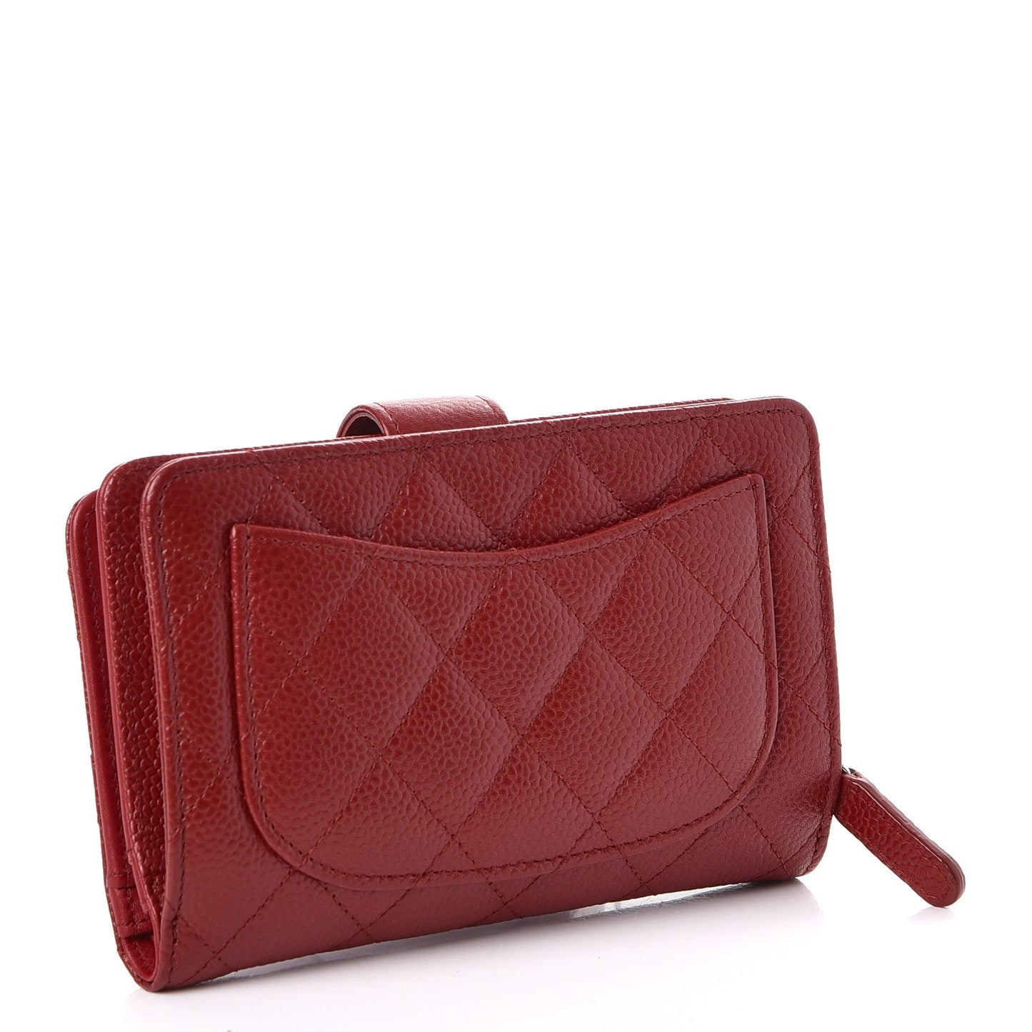 Caviar Quilted Zipped Pocket Wallet Red