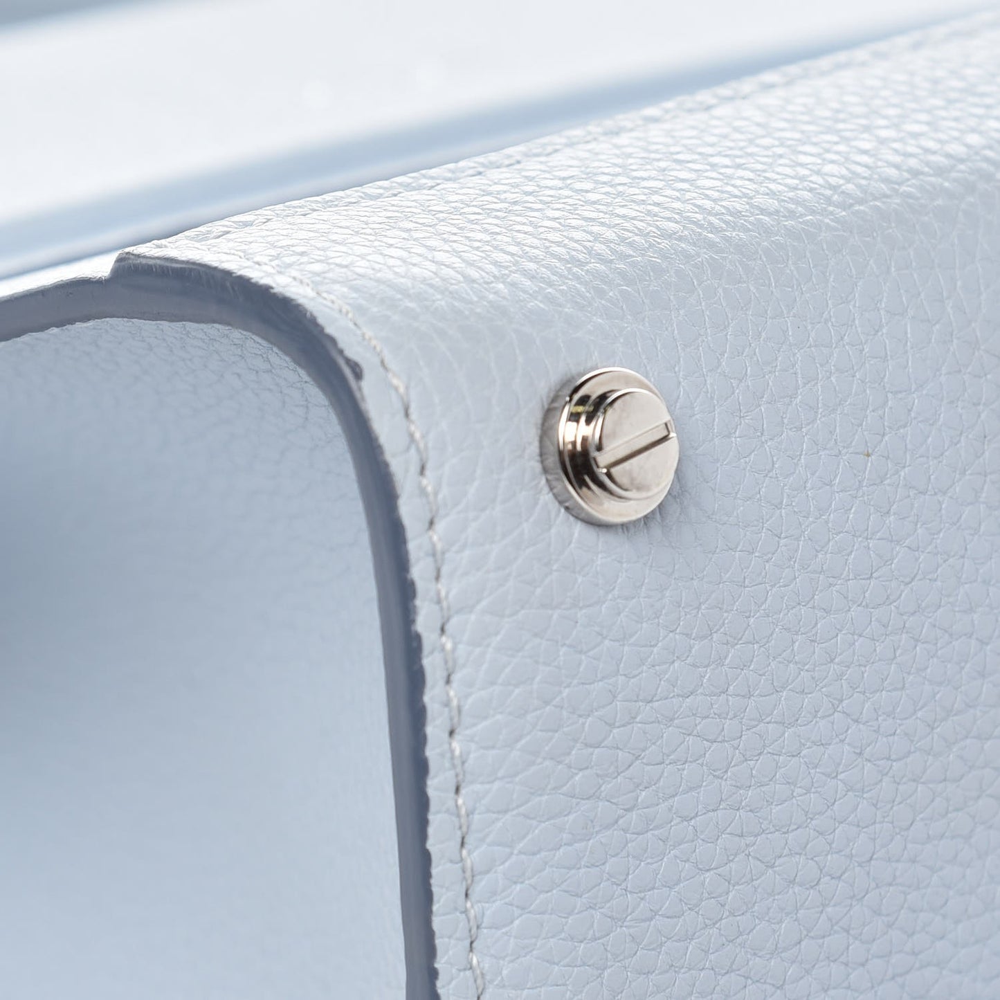 Grained Calfskin Mini Horizon Satchel Pale Blue