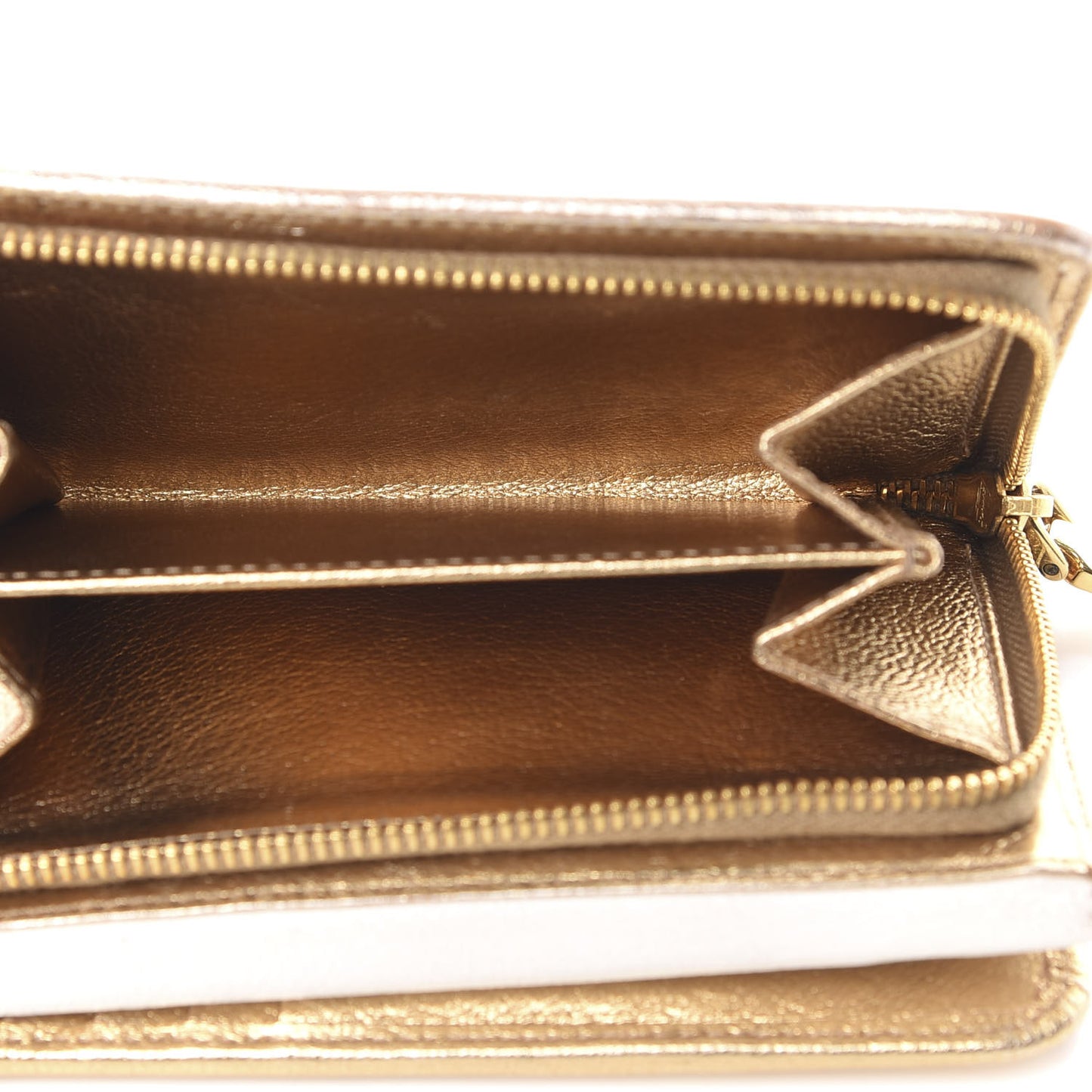 Metallic Goatskin Madras Bi-Color Tri-Fold Flap Wallet White Pyrite
