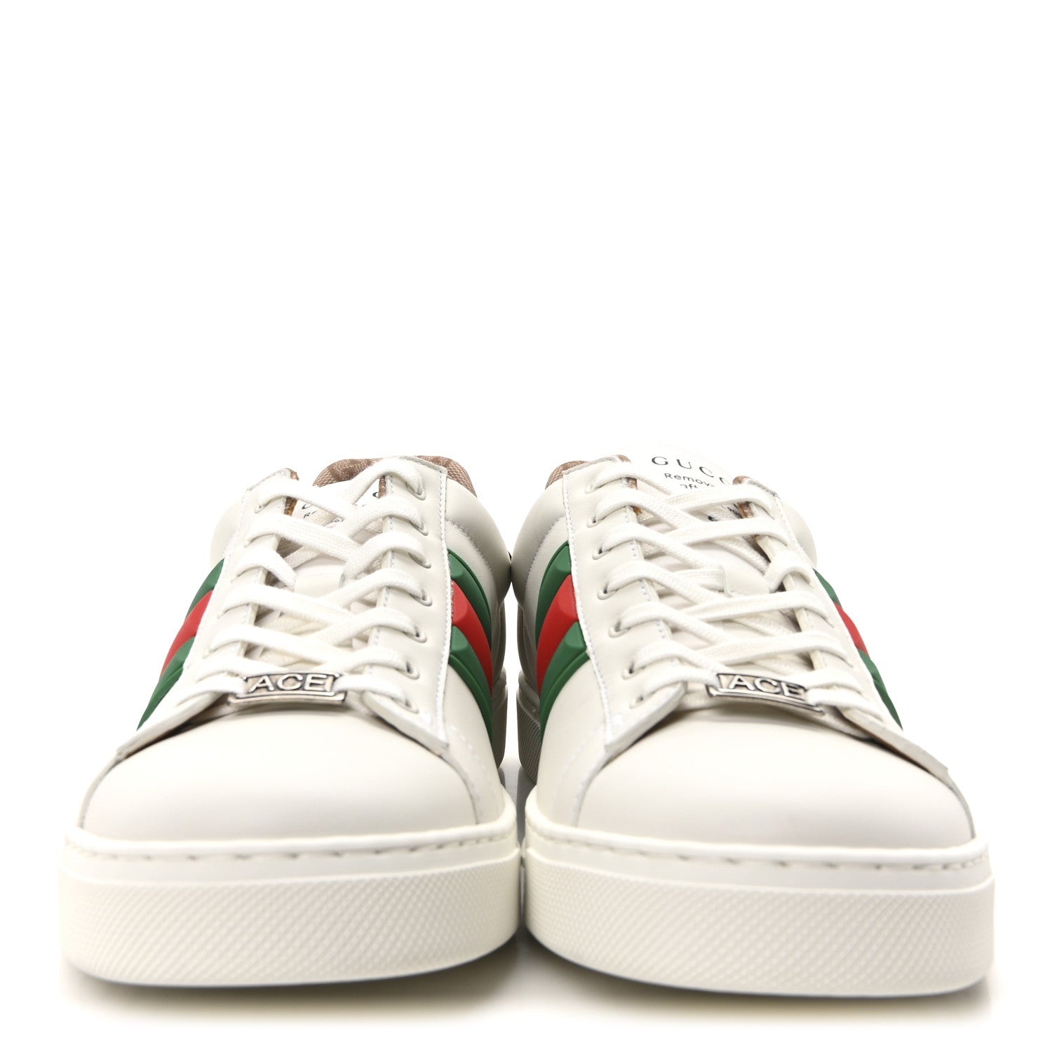 Gucci Ultralight Plume Calfskin Rubber Web Mens New Ace Sneakers 9 Green White Red 3 of 9
