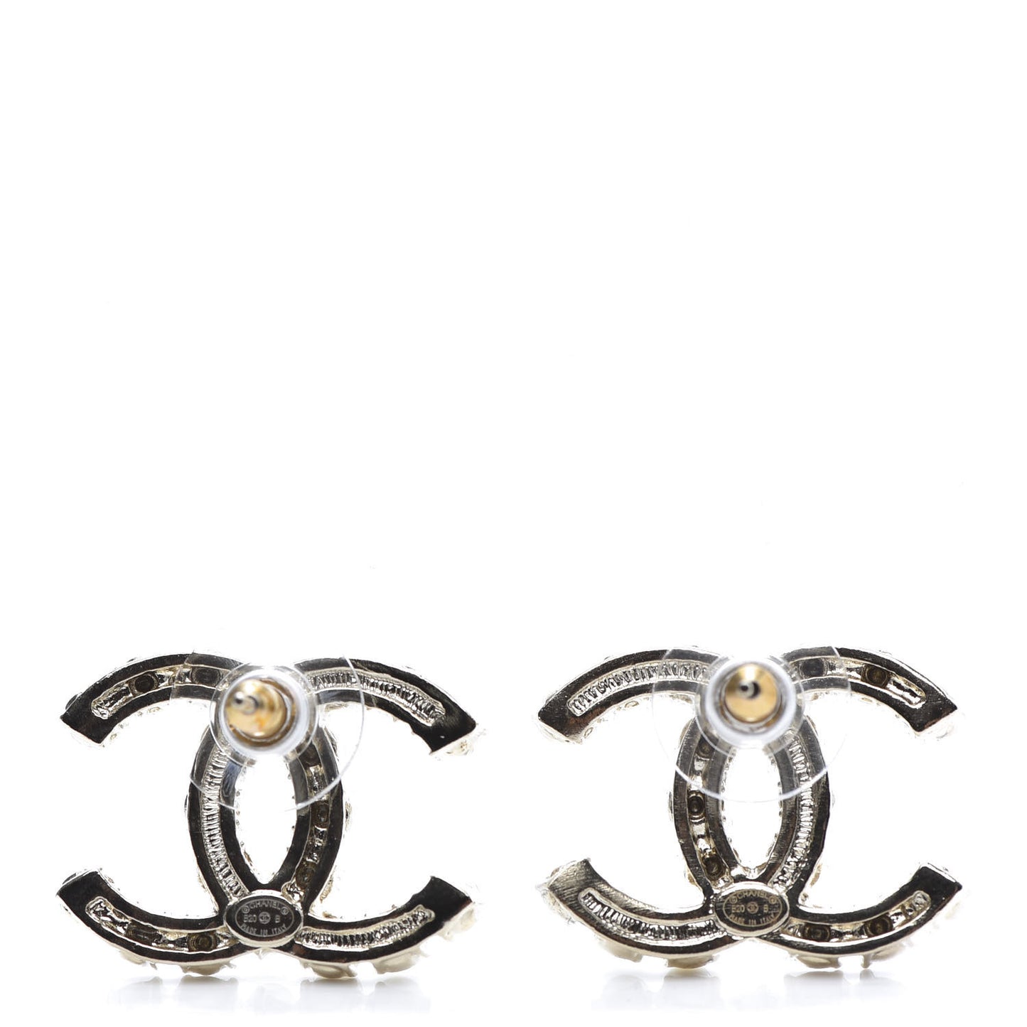 Crystal Pearl CC Dazzling Domino Earrings Gold