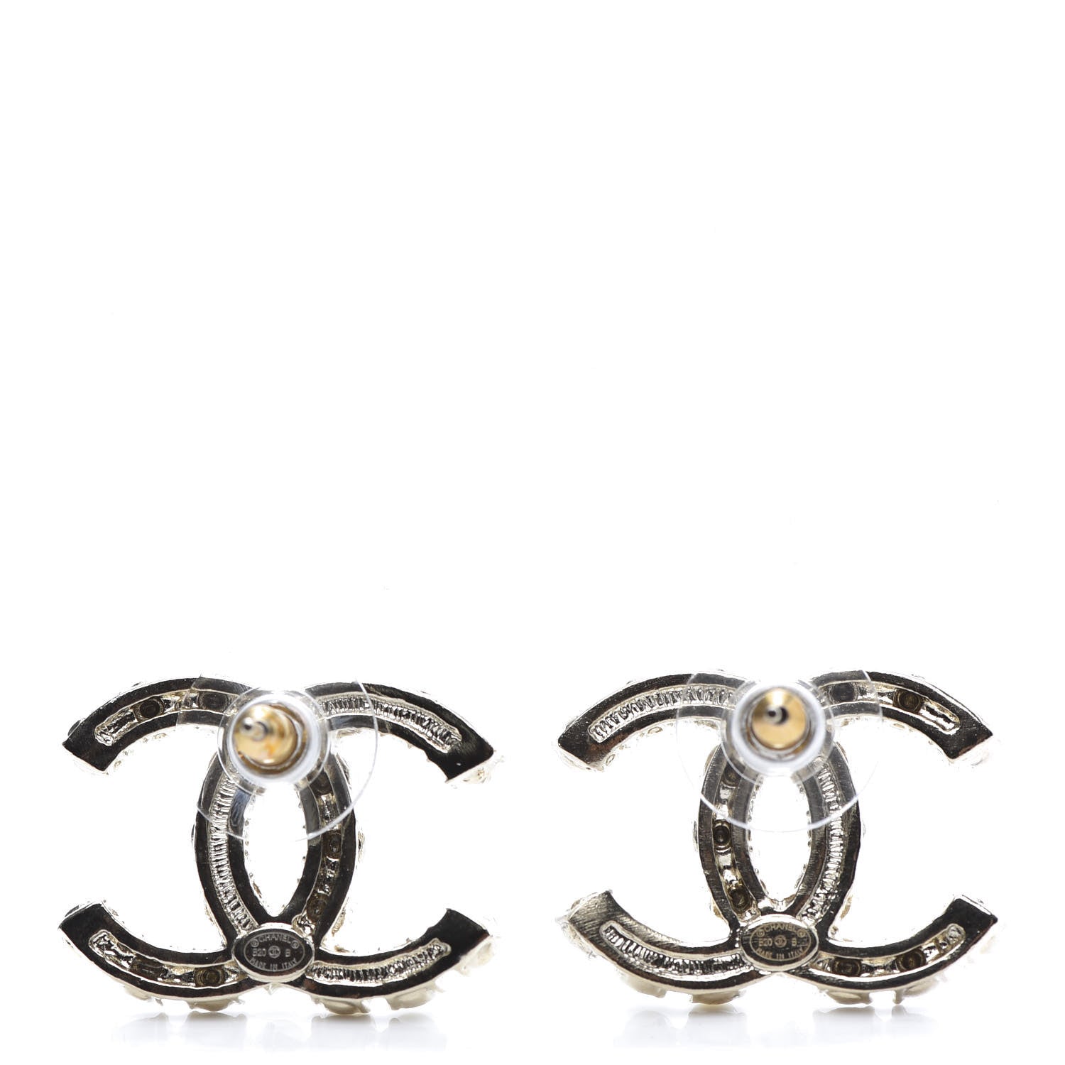 Chanel Crystal Pearl CC Dazzling Domino Earrings Gold 4 of 5