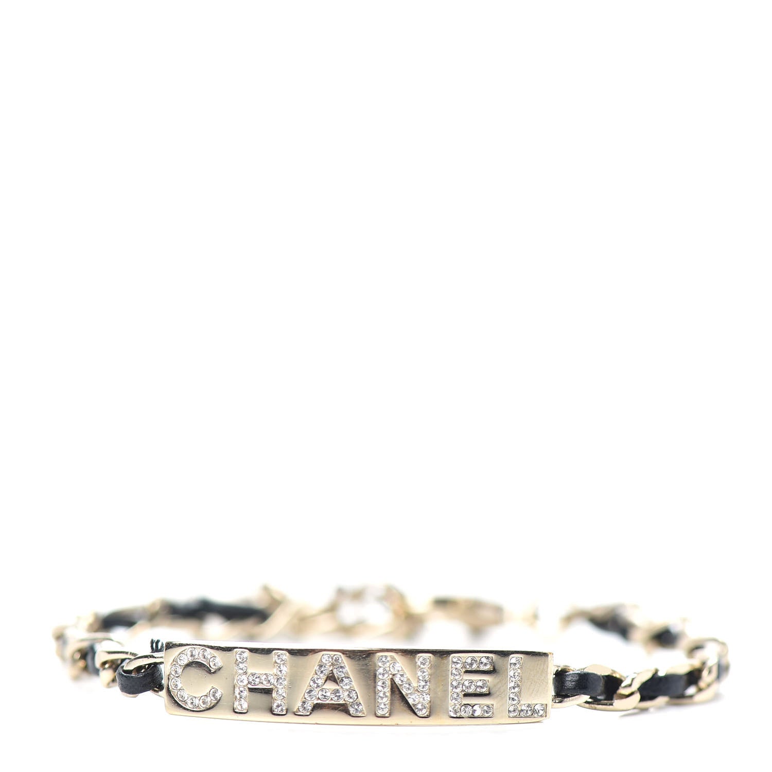 Chanel Metal Lambskin Crystal Sergeant Chanel Bracelet Gold 1 of 4