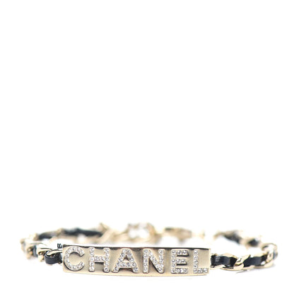 Chanel Metal Lambskin Crystal Sergeant Chanel Bracelet Gold 1 of 4