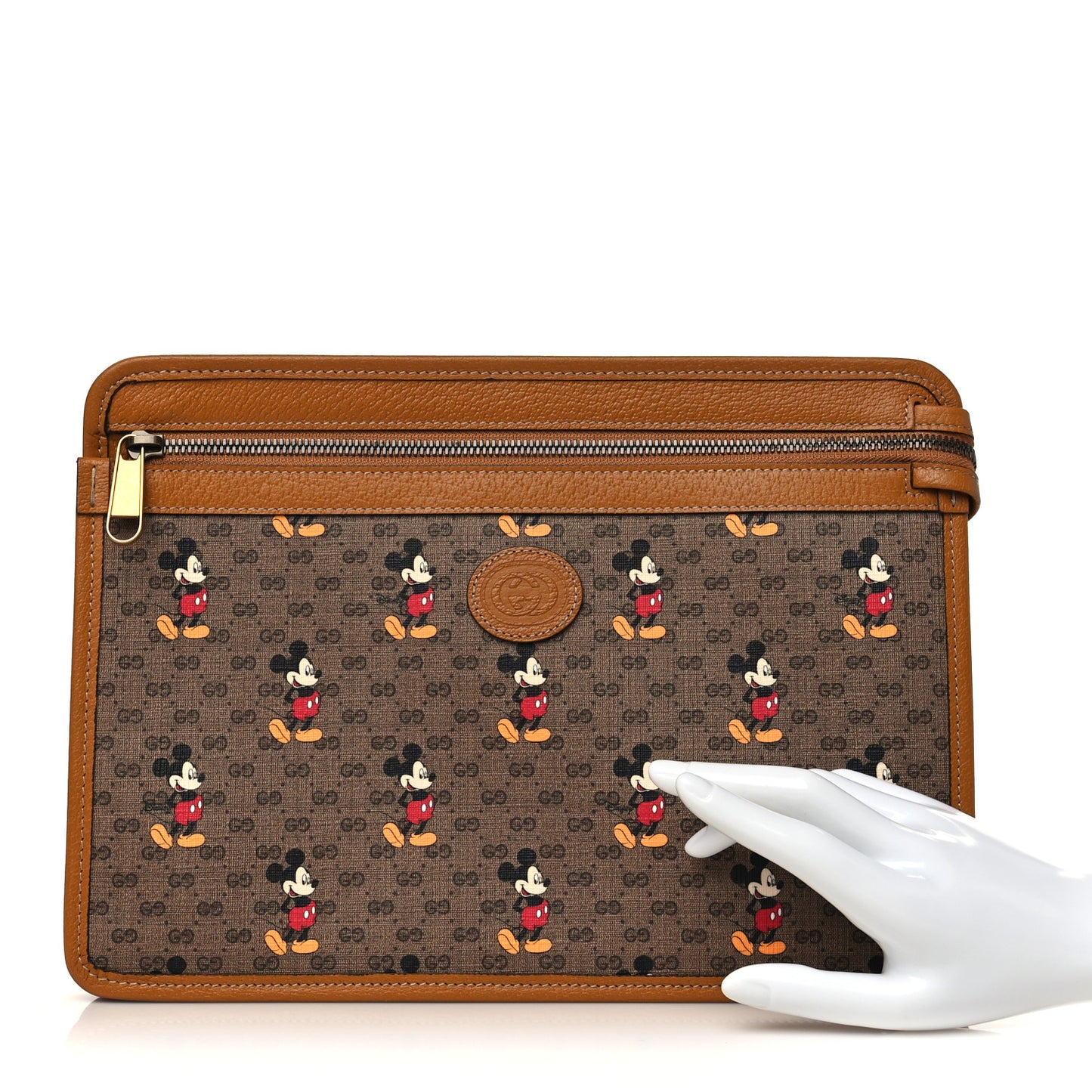 X DISNEY Mini Vintage GG Supreme Monogram Mickey Mouse Documents Holder Beige Vintage Sun Oil