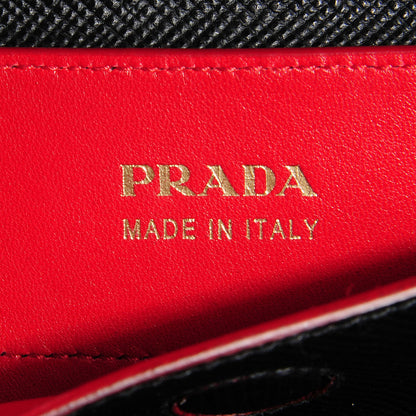 Prada Saffiano Cuir Double Handle Tote Black Ciliegia 8 of 10