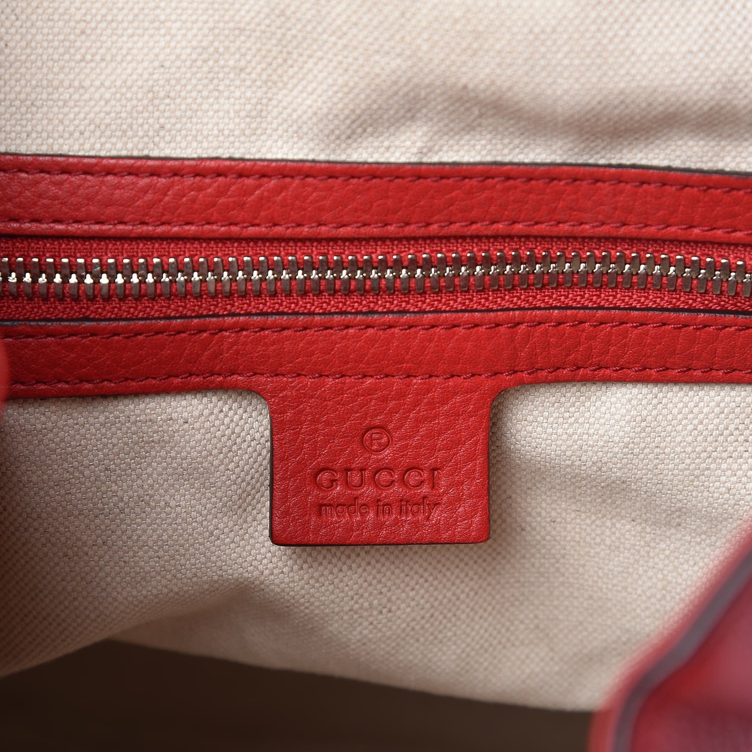Gucci Pebbled Calfskin Small Soho Drawstring Backpack Tabasco Red 6 of 9