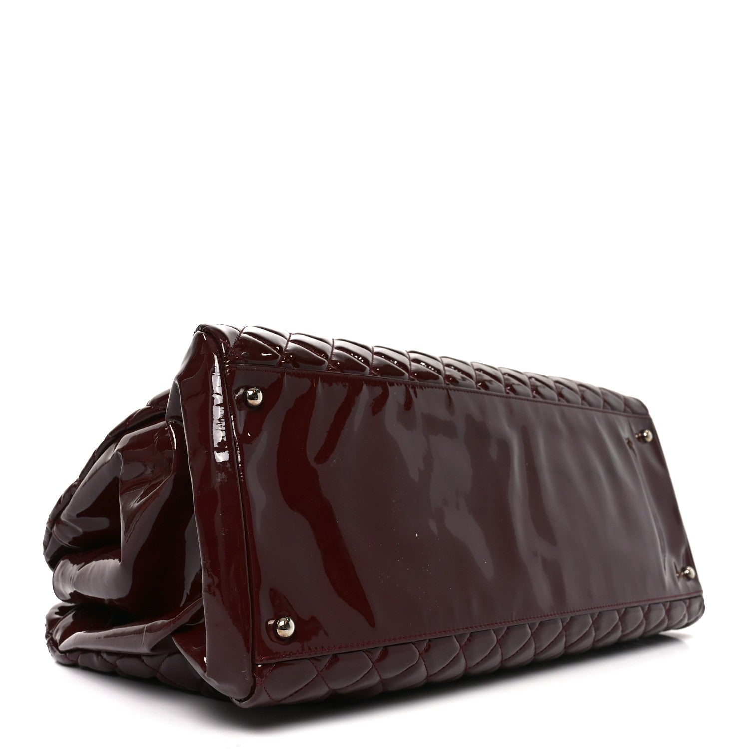 Chanel Patent Quilted Large Just Mademoiselle Bowling Bag Plum 4 of 13