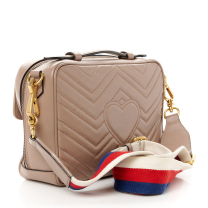 Gucci Calfskin Matelasse Sylvie Web Small GG Marmont Top Handle Shoulder Bag Porcelain Rose 3 of 13