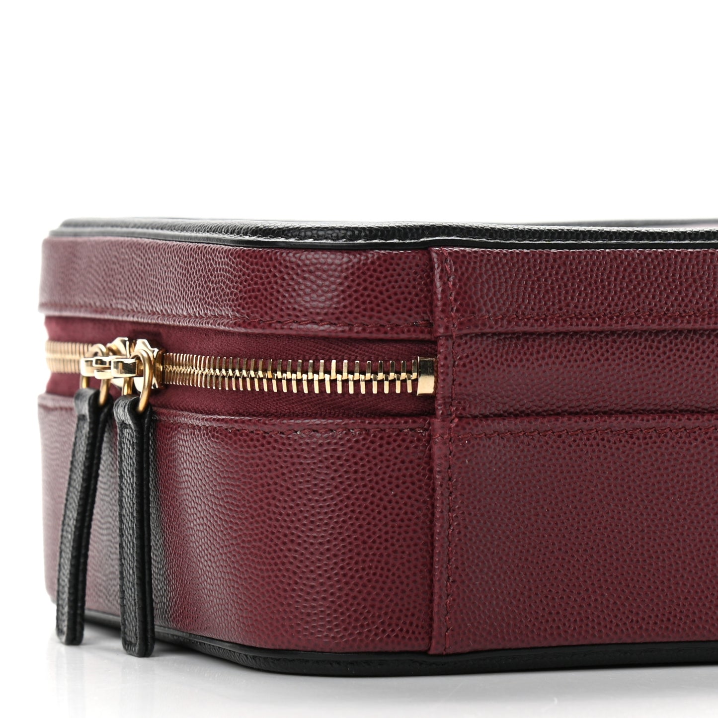 Caviar Quilted Medium CC Filigree Vanity Case Burgundy Black