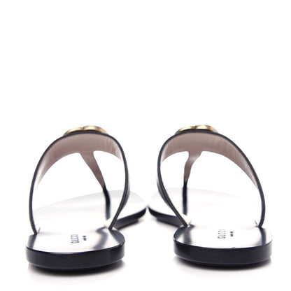 Gucci Calfskin GG Marmont Thong Sandals 37 Black 7 of 10