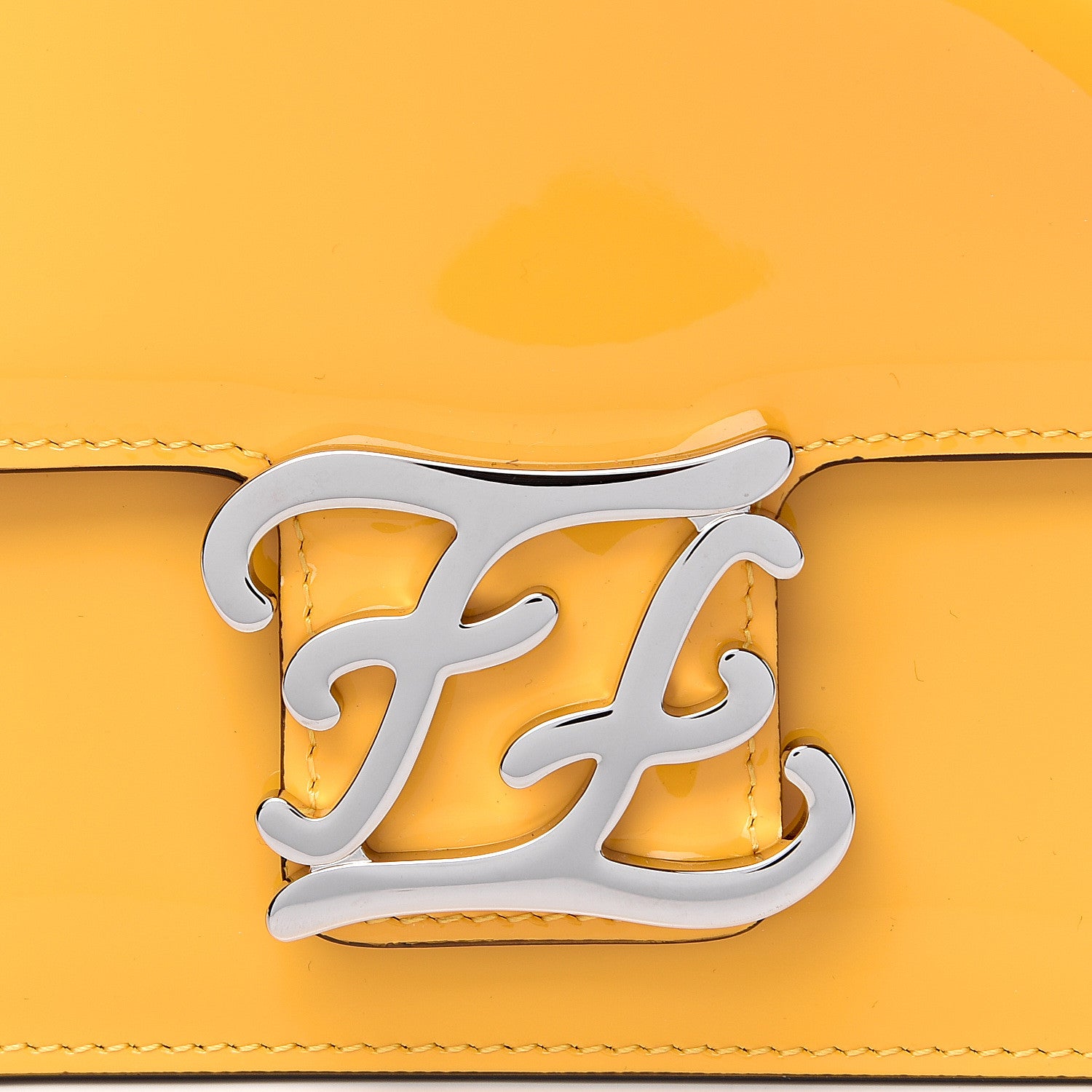 Fendi Vitello Vernice Mou Karligraphy Crossbody Bag Giallo 10 of 10
