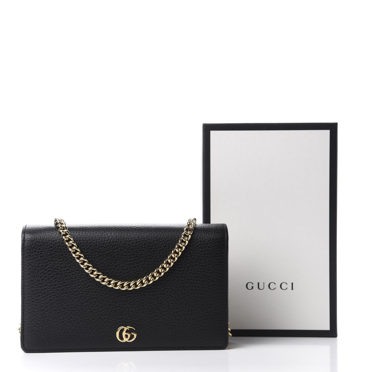 Gucci Calfskin Mini GG Marmont Chain Wallet Black 12 of 12