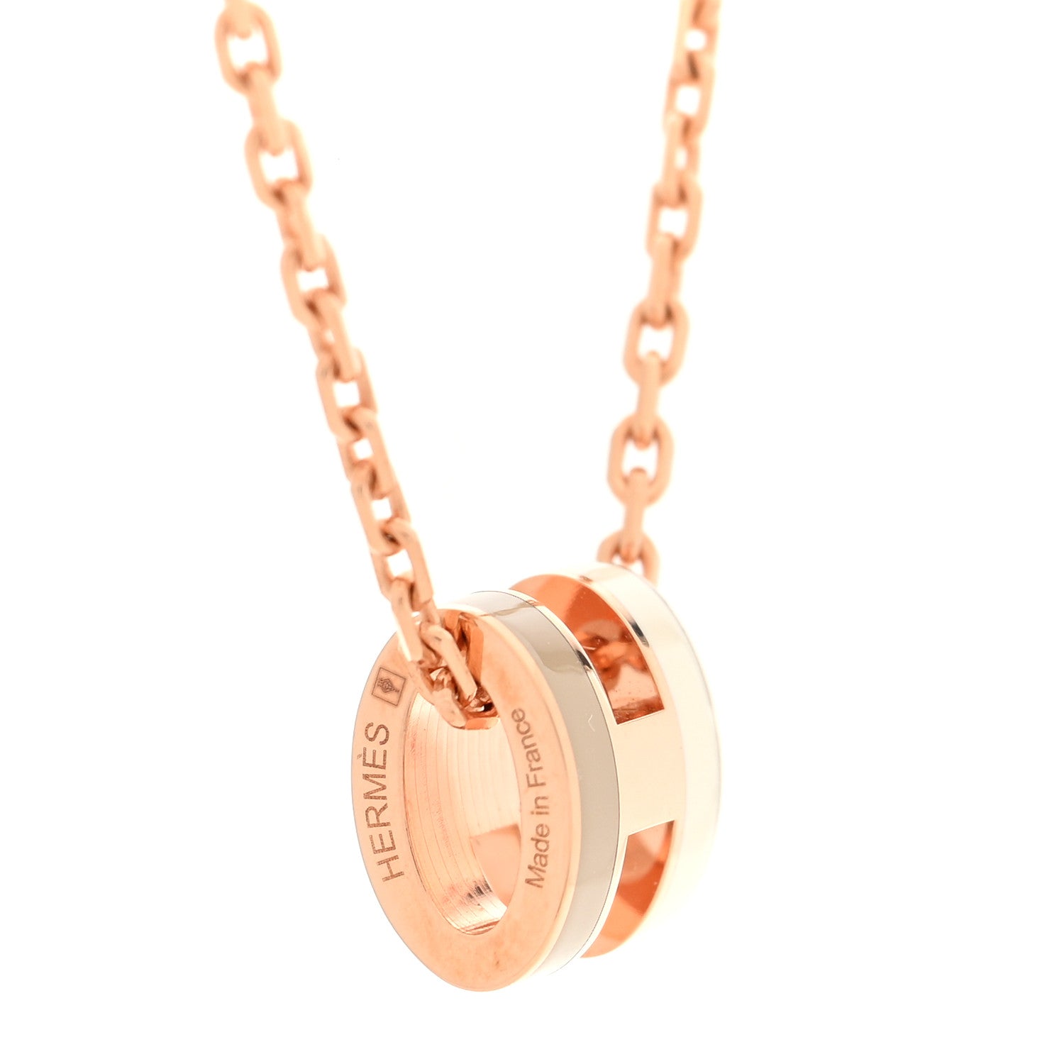 Hermes Lacquered Rose Gold Mini Pop H Rocabar Pendant Necklace Systeme 4 of 6