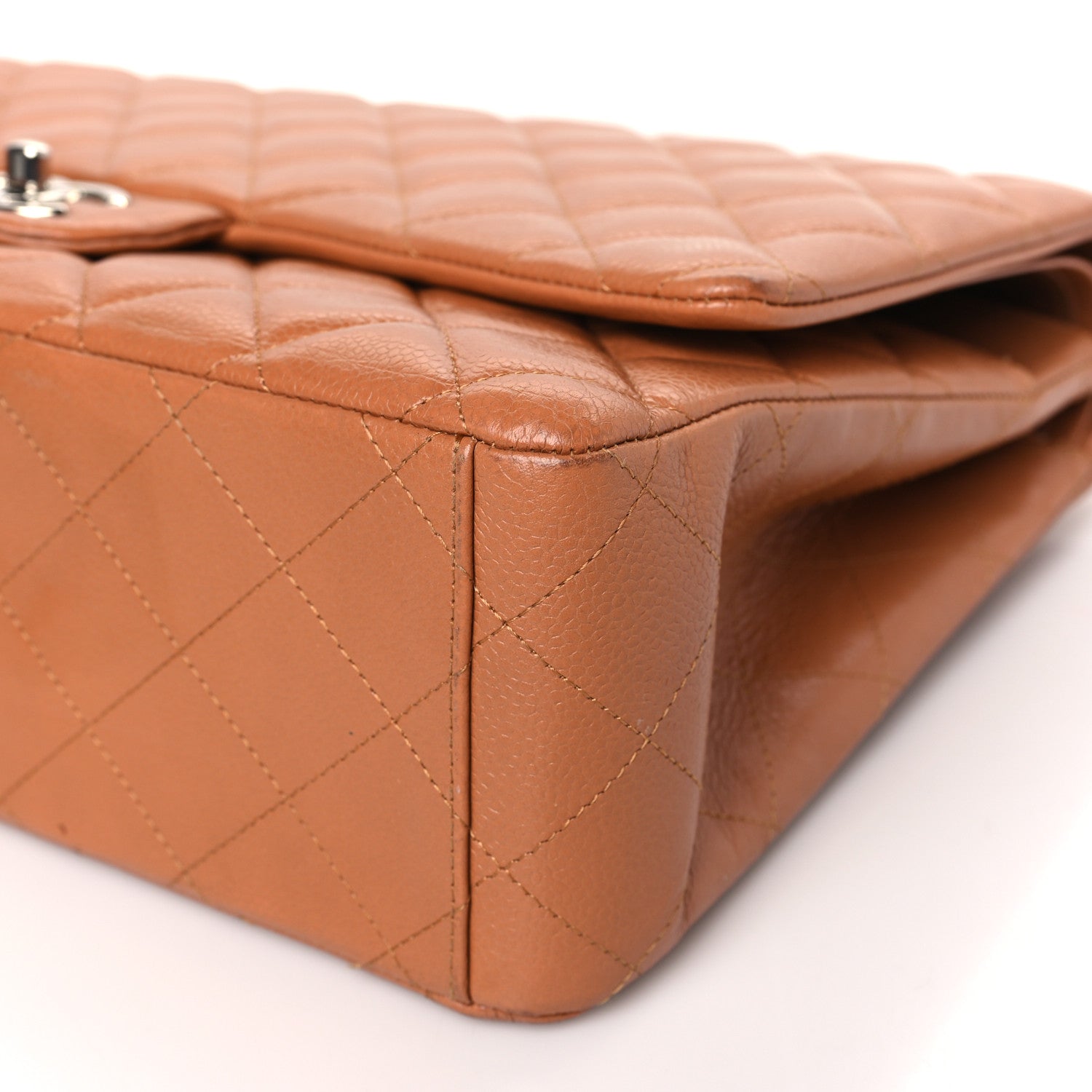 Chanel Caviar Quilted Maxi Double Flap Light Brown 9 of 11