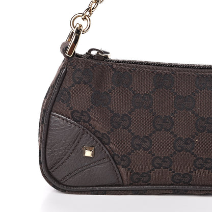 Gucci Monogram Studded Chain Clutch Dark Brown 10 of 10